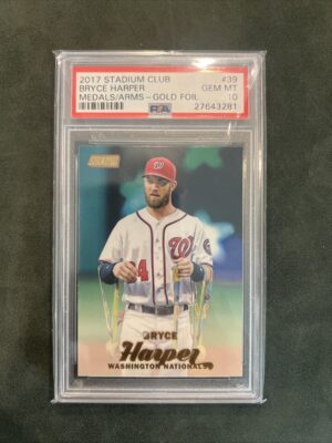 2017 Stadium Club Bryce Harper Medals/Arms Gold Foil PSA 10, POP 1