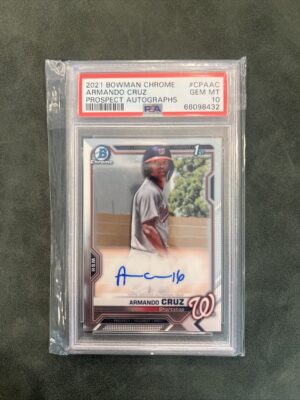 2021 Bowman Chrome Prospect Autographs Armando Cruz #CPA-AC (AU, RC) PSA 10