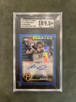 2024 Topps Chrome Update Blue Refractor /150 Henry Davis SGC 9.5 Mint+ Rookie Auto RC 2024 Topps Chrome Update Blue Refractor /150 Henry Davis SGC 9.5 Mint+ Rookie Auto RC