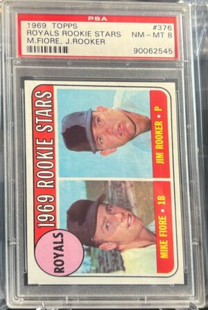 1969 TOPPS #376 ROYALS 1969 ROOKIE STARS (MIKE FIORE / JIM ROOKER), PSA 8 1969 TOPPS #376 ROYALS 1969 ROOKIE STARS (MIKE FIORE / JIM ROOKER), PSA 8