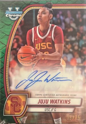 2024 BOWMAN CHROME U AUTOGRAPHS #37 JUJU WATKINS REPTILIAN GREEN REFRACTOR