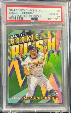 2024 Topps Chrome All-Etch Rookie Rush Jackson Chourio #CAERU-3 (RC), PSA 10 2024 Topps Chrome All-Etch Rookie Rush Jackson Chourio #CAERU-3 (RC), PSA 10
