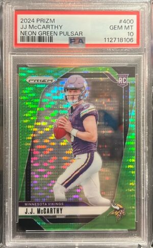 2024 Panini Prizm #400 J.J. McCarthy Neon Green Pulsar