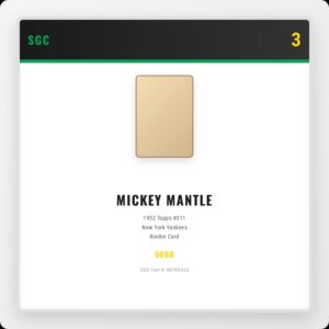 mantle-1952-sgc3 1952 Topps Mickey Mantle #311 SGC 3